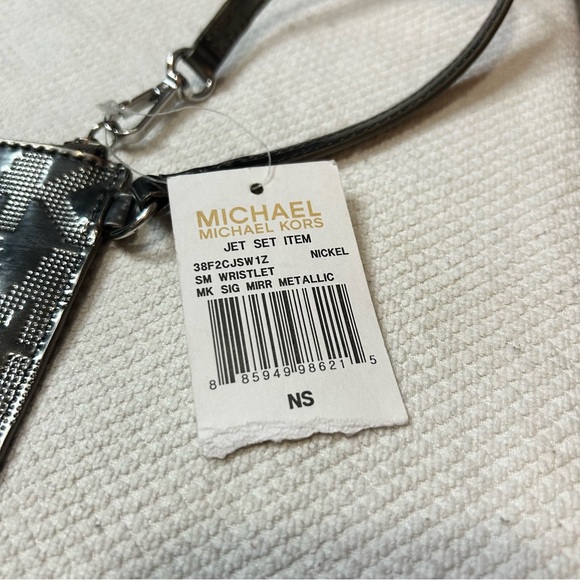MICHAEL Michael Kors Signature Mirror Metallic Wristlet in Nickel - Picture 5 of 7